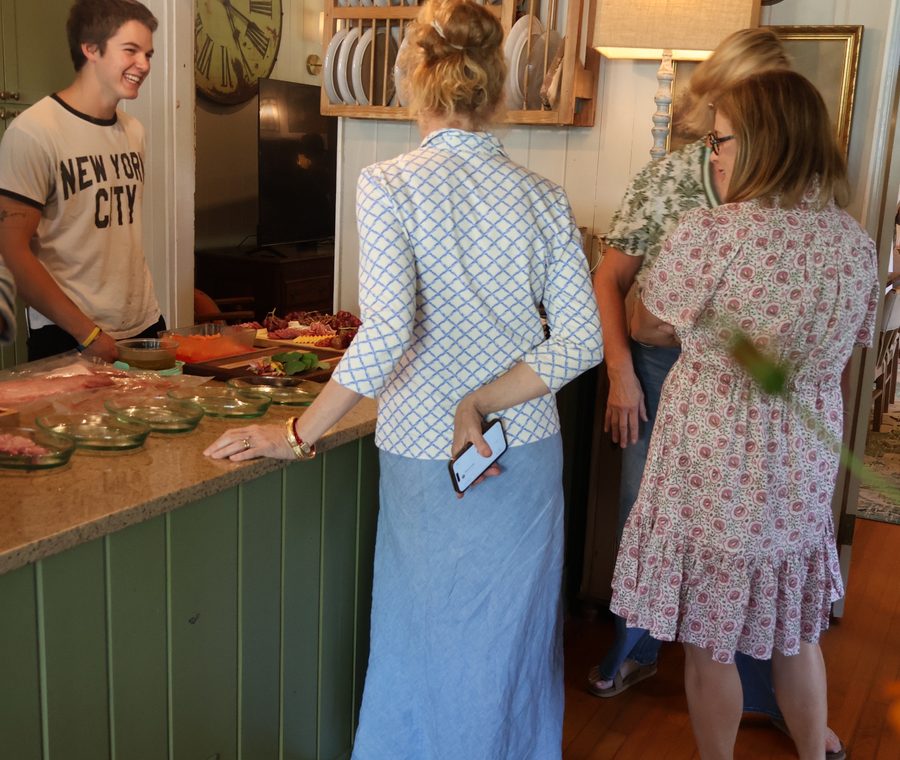 Guests talking over the counter