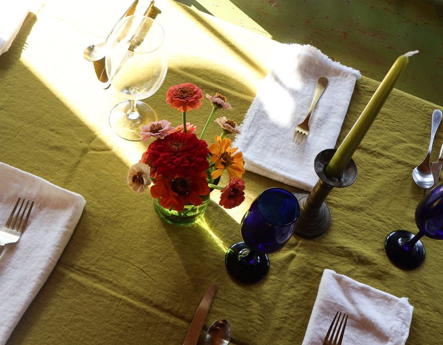 A place setting in the evening sun