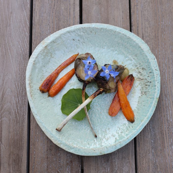 Lamb chops with a borage flower