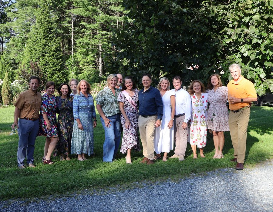 The whole party out on the lawn
