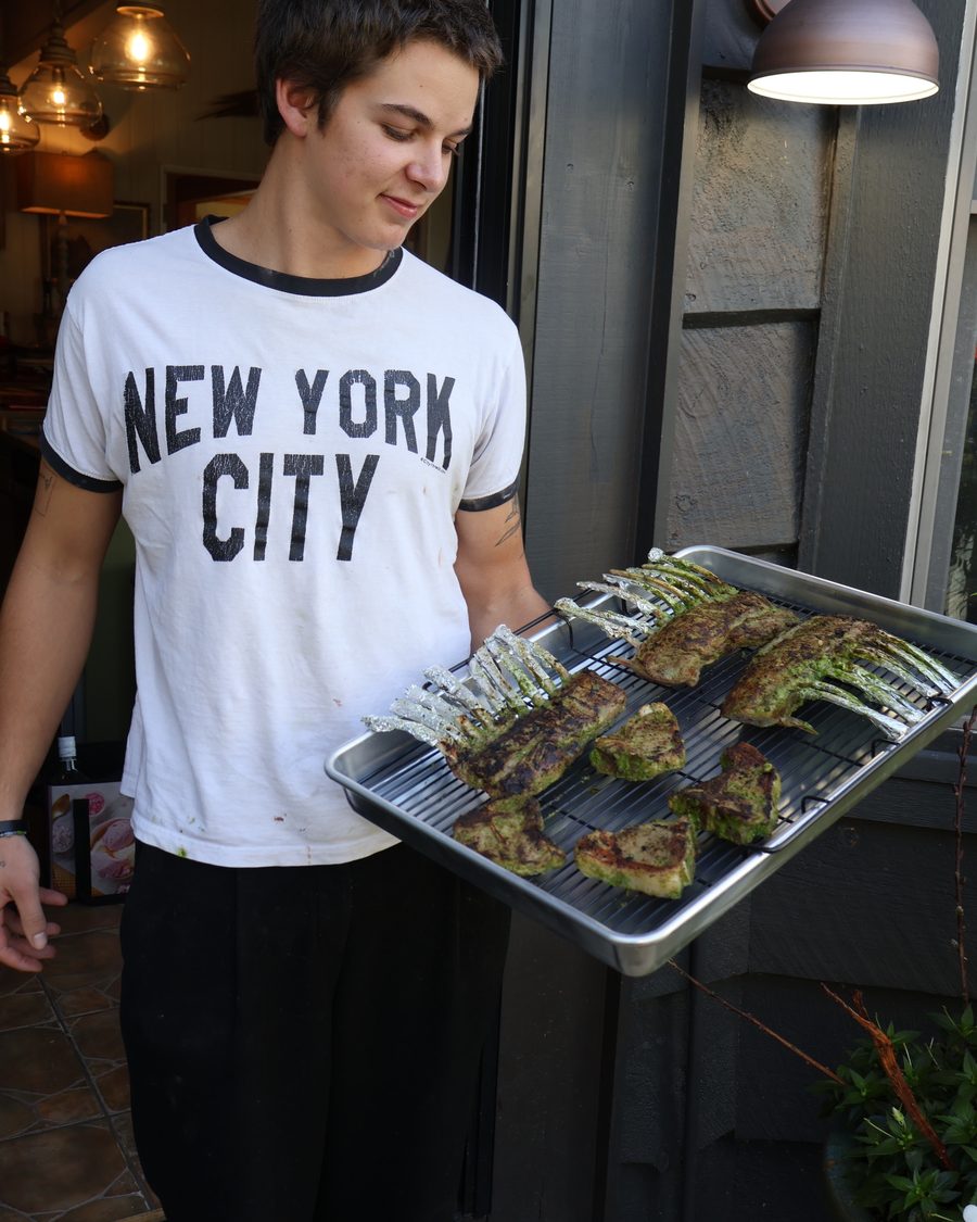 Carrying a tray out to the table