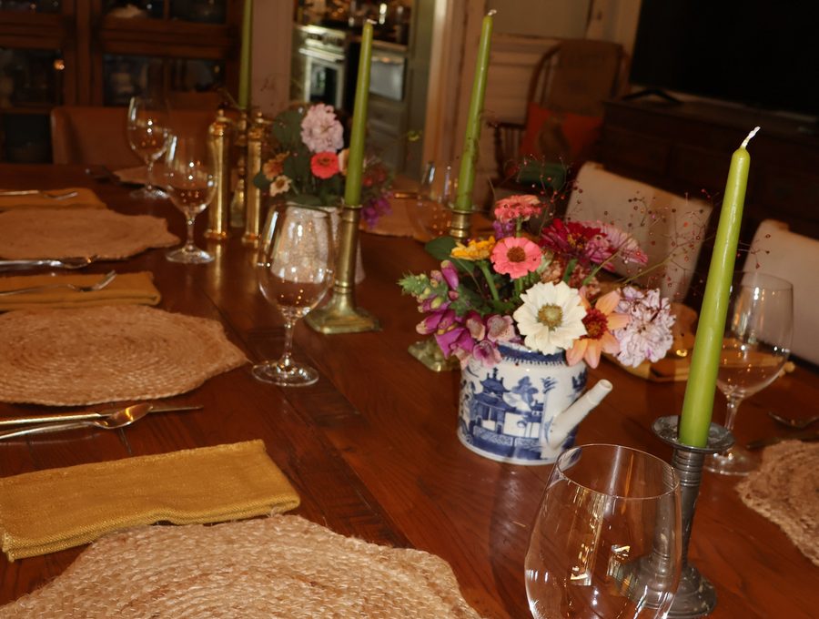 The table set for dinner