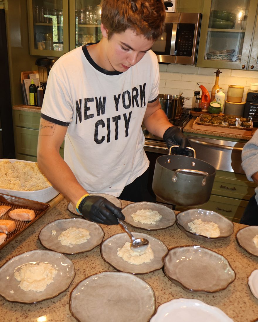 Plating a course at the counter
