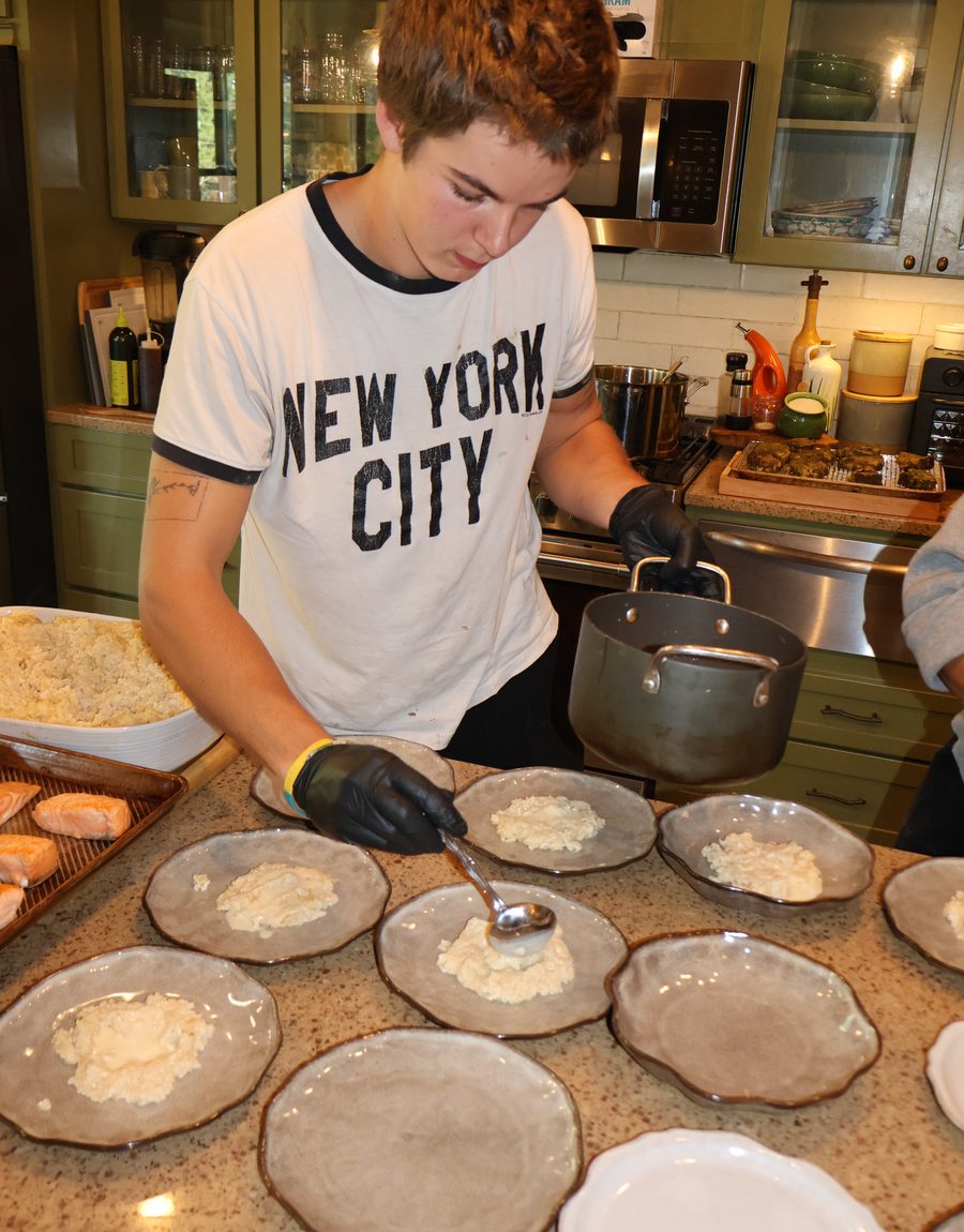 Plating a course at the counter