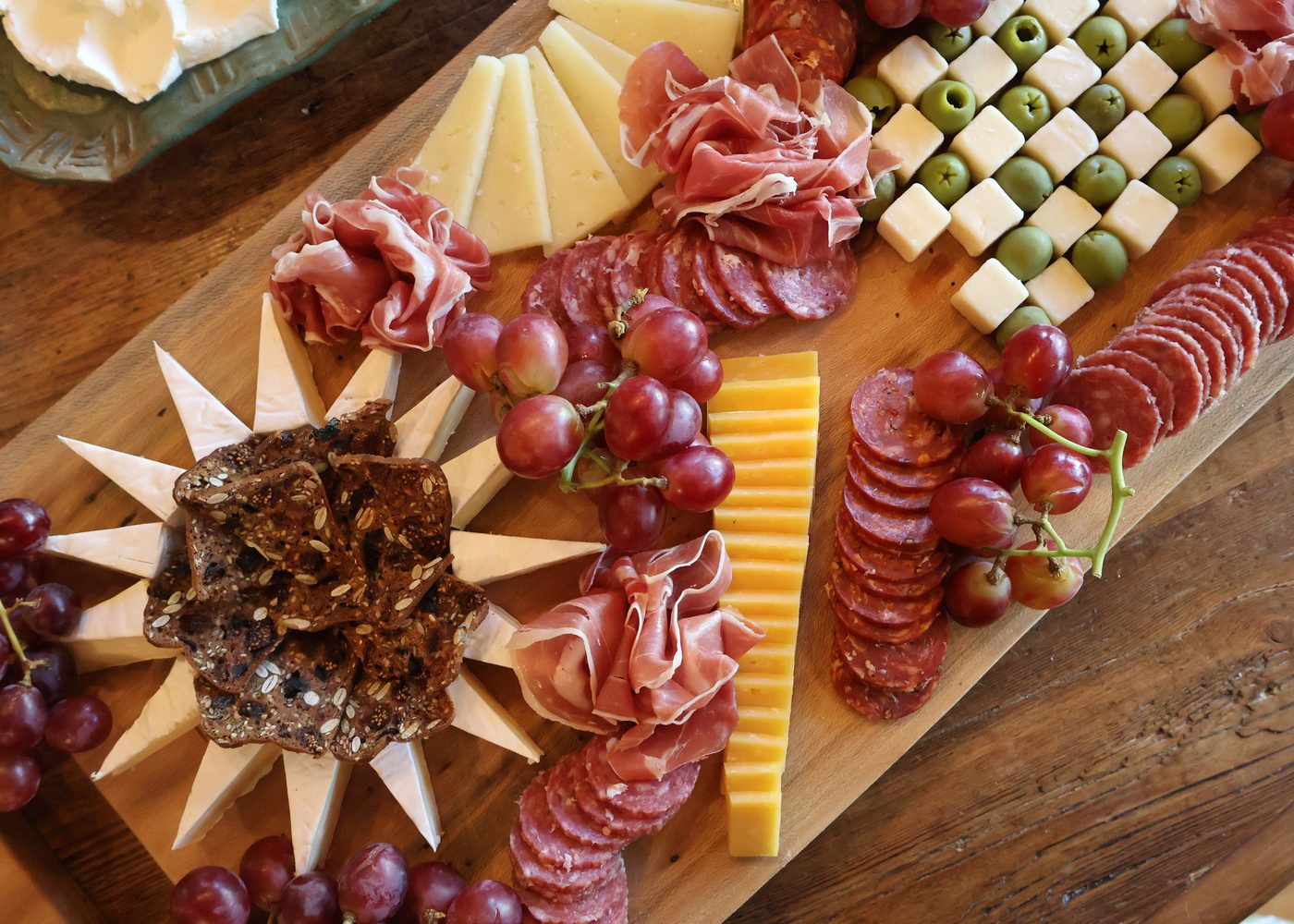 The charcuterie board up close