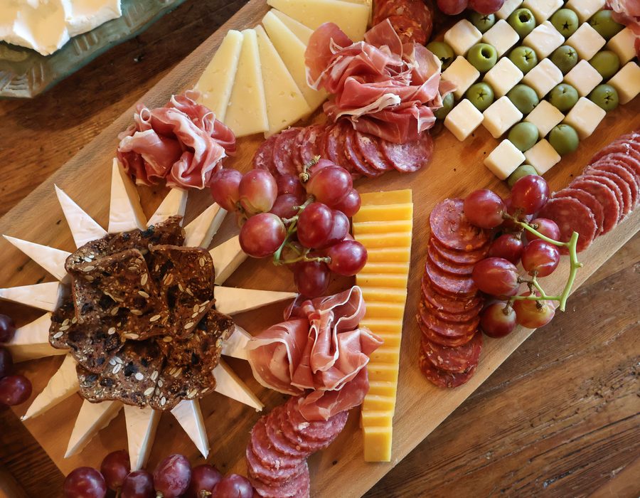 The charcuterie board up close